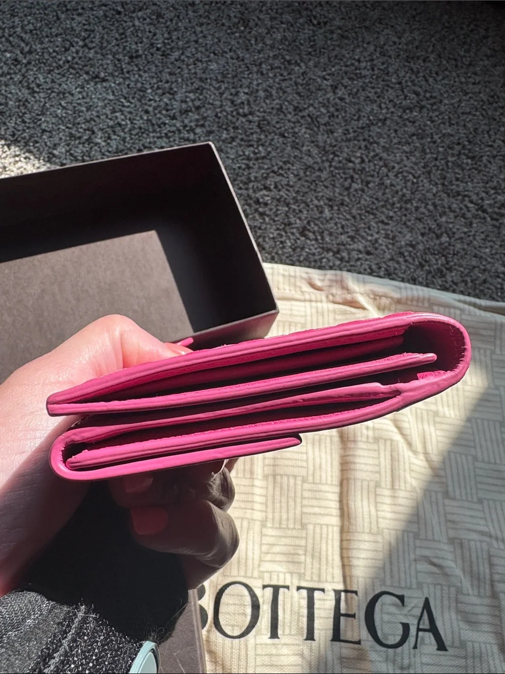 Bottega Veneta Hot Pink Intrecciato Fold-Over Wallet
